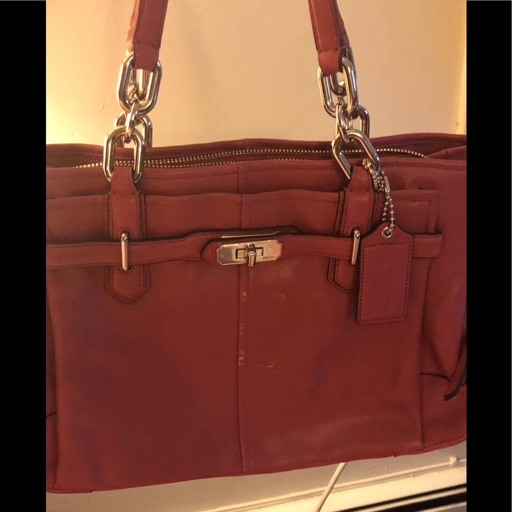 Pink genuine leather coach bag